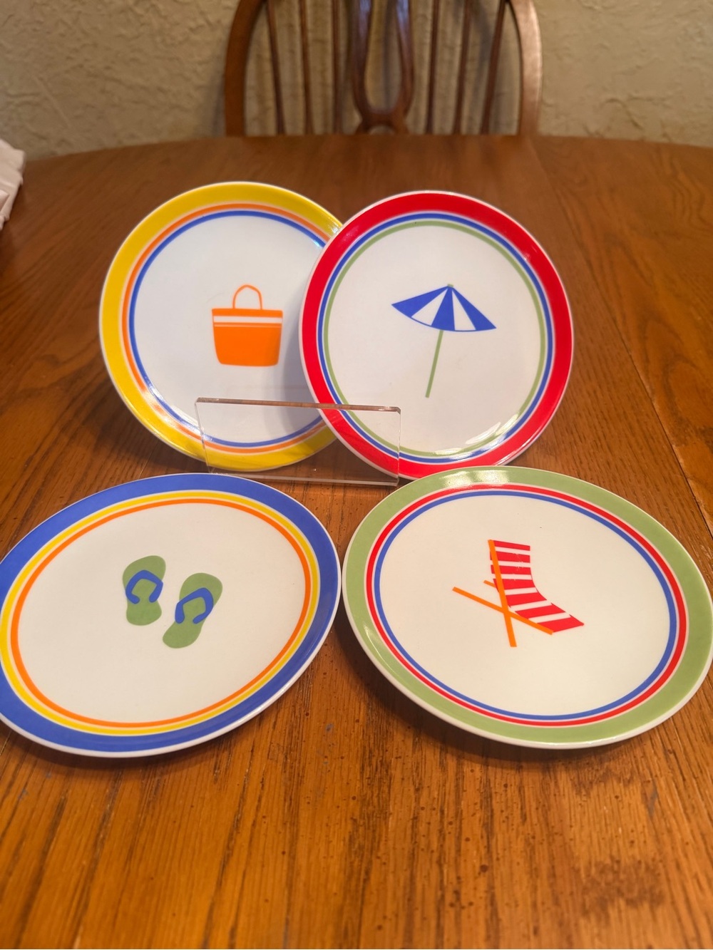 Tag Set Of 4 Discontinued Beach Stripe 6" Appetizer/Collectors Plates NEW